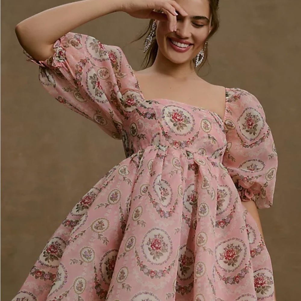 Selkie Free People Anthro Rapunzel puff sleeve bubble floral dress small nwt